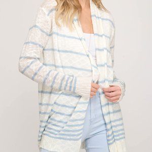 NWT! Sky Blue Stripes Cardigan Sweater